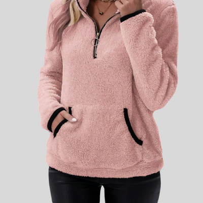 Rosely | Half Zip Borg Fleece Sweatshirt