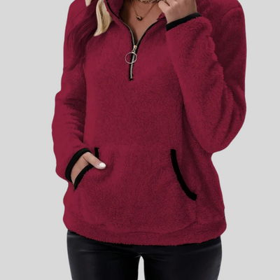 Rosely | Half Zip Borg Fleece Sweatshirt