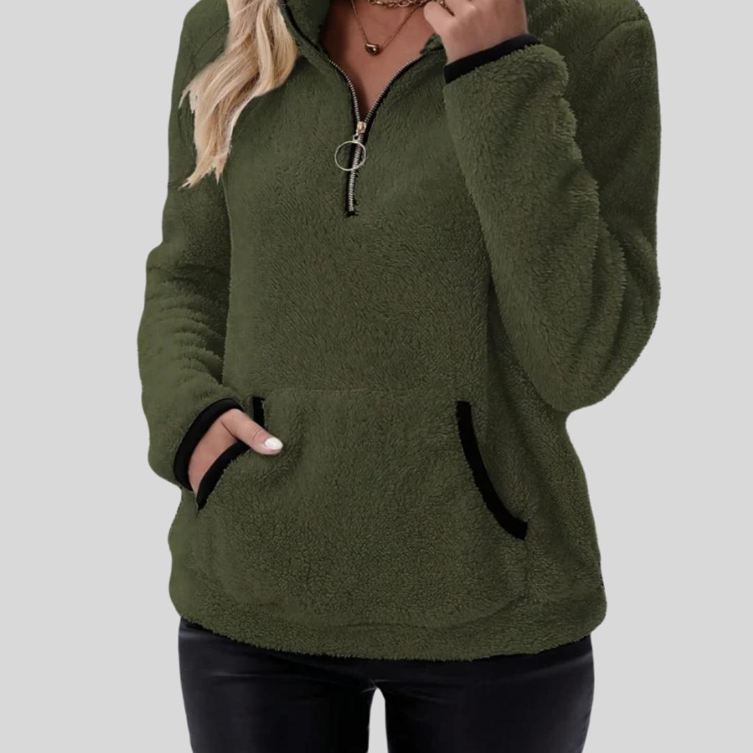 Rosely | Half Zip Borg Fleece Sweatshirt
