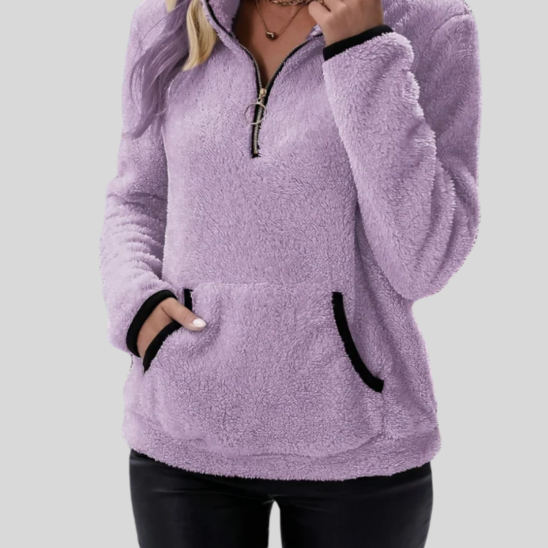 Rosely | Half Zip Borg Fleece Sweatshirt
