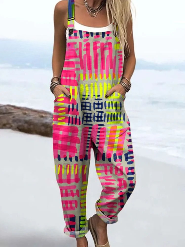 Solange | Neon Pattern Dungarees