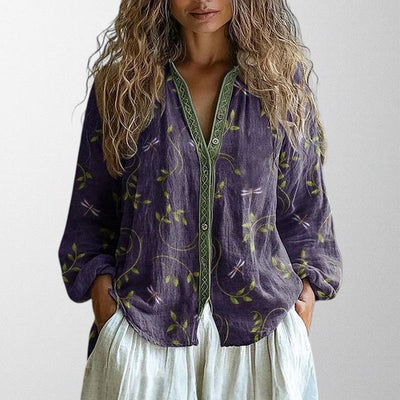 Ailish | Vintage Blouse With Leaf Print