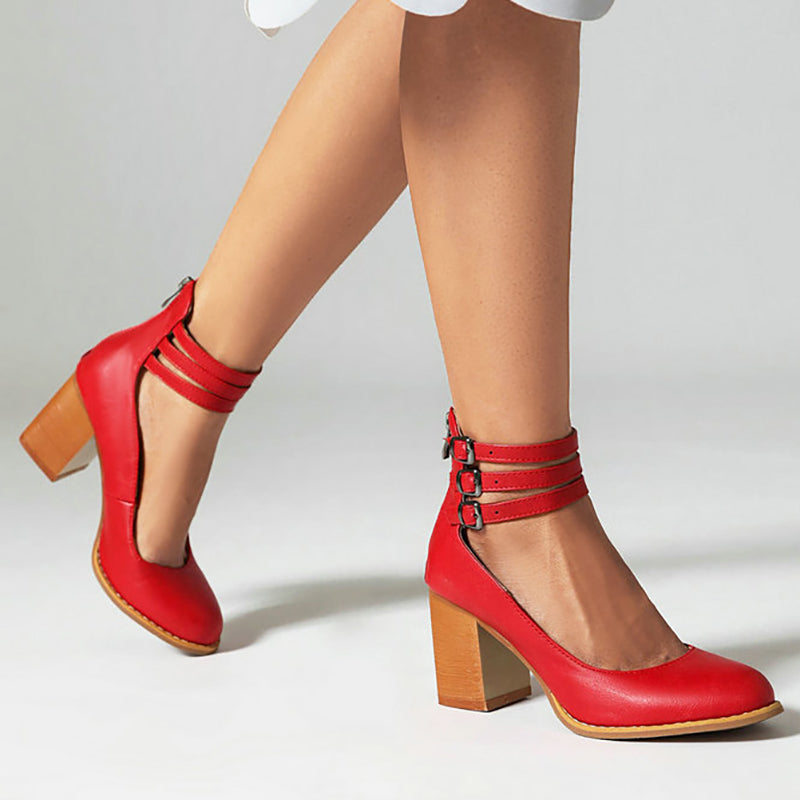 Casilda | Smooth sandals with ankle strap and chunky heel