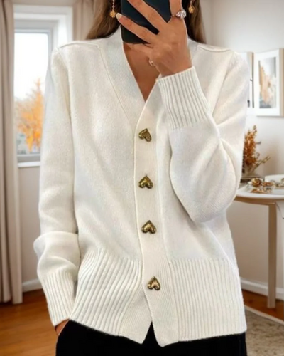 Grace | Elegant Heart Button Cardigan