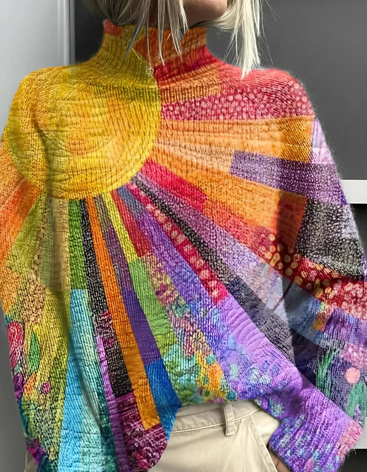 Vibrant & Colorful Turtleneck Sweater