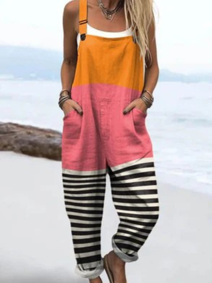 Nova | Colourblock Striped Dungarees