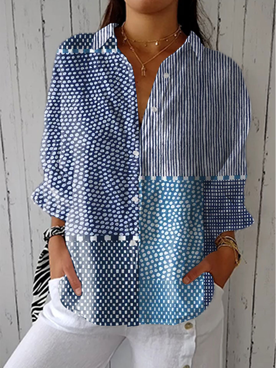 Ailish | Ocean Patchwork Blouse