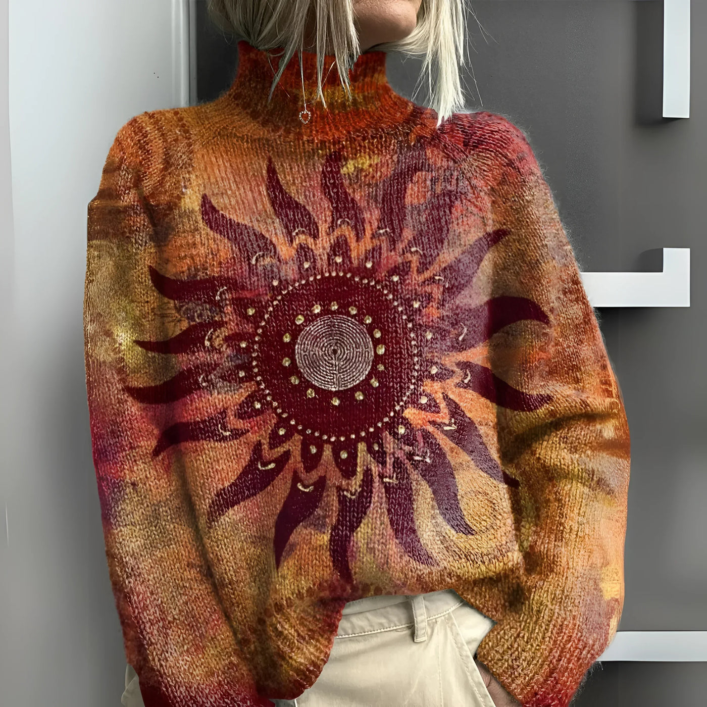 Vibrant & Colorful Turtleneck Sweater
