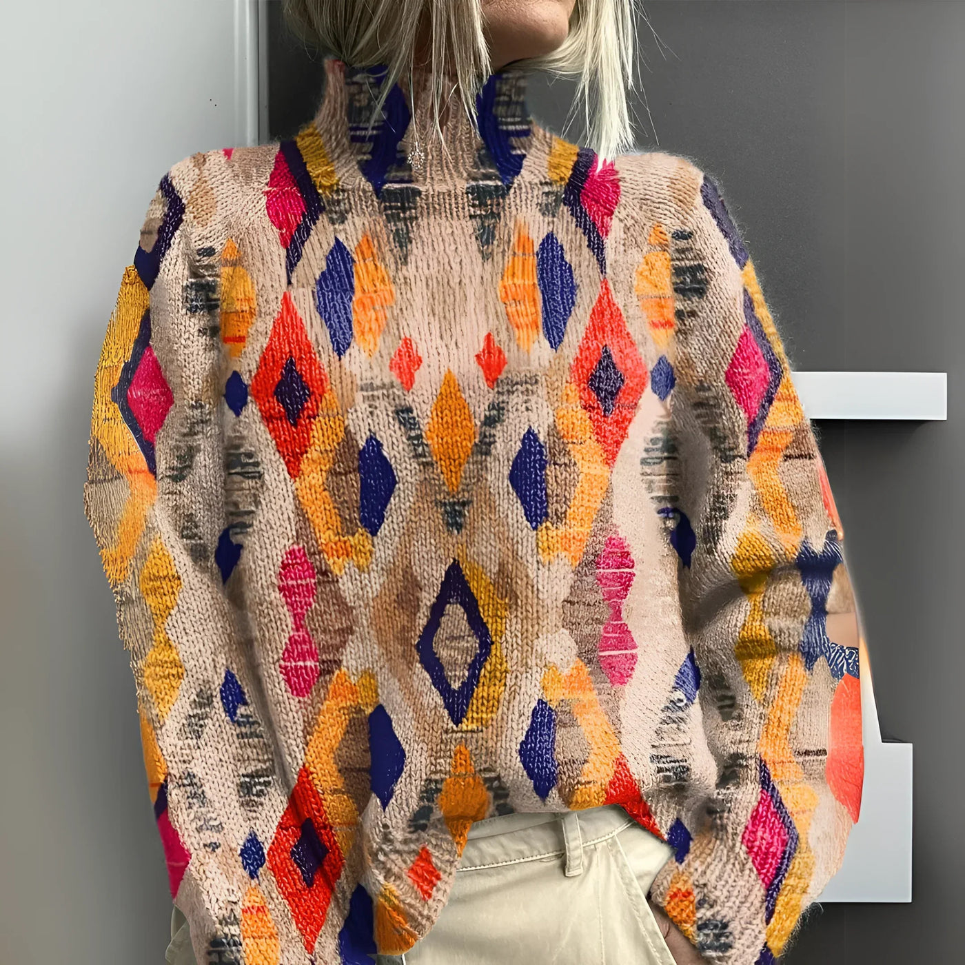 Vibrant & Colorful Turtleneck Sweater