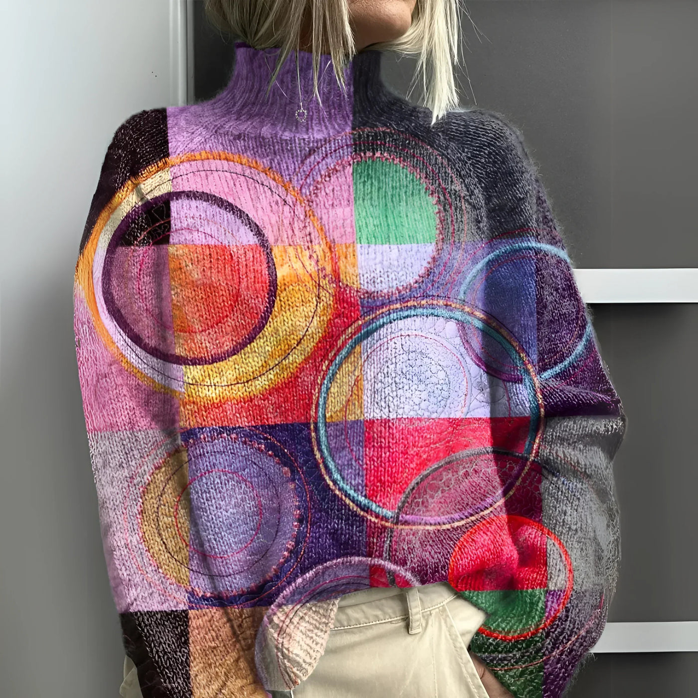 Vibrant & Colorful Turtleneck Sweater