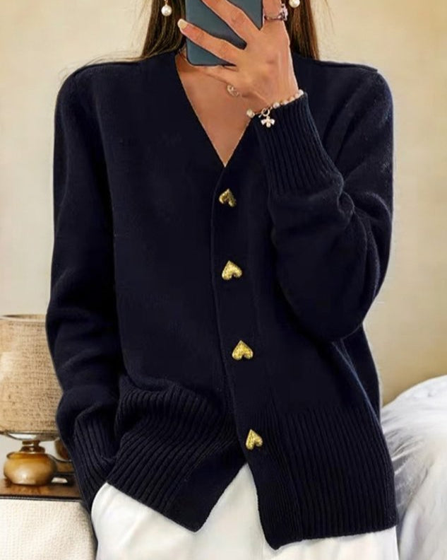 Grace | Elegant Heart Button Cardigan