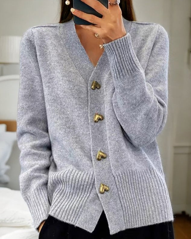 Grace | Elegant Heart Button Cardigan