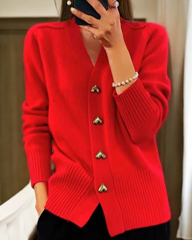 Grace | Elegant Heart Button Cardigan